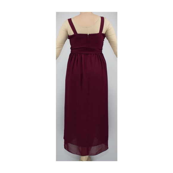 Vintage Crimson Chiffon Tiered Asymmetrical Dress - Picture 4 of 4